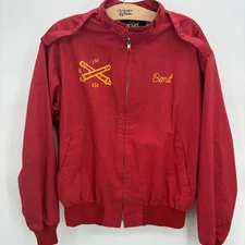 Vintage military bomber jacket embroidered "Bart" Red mens size XL Flannel Lined