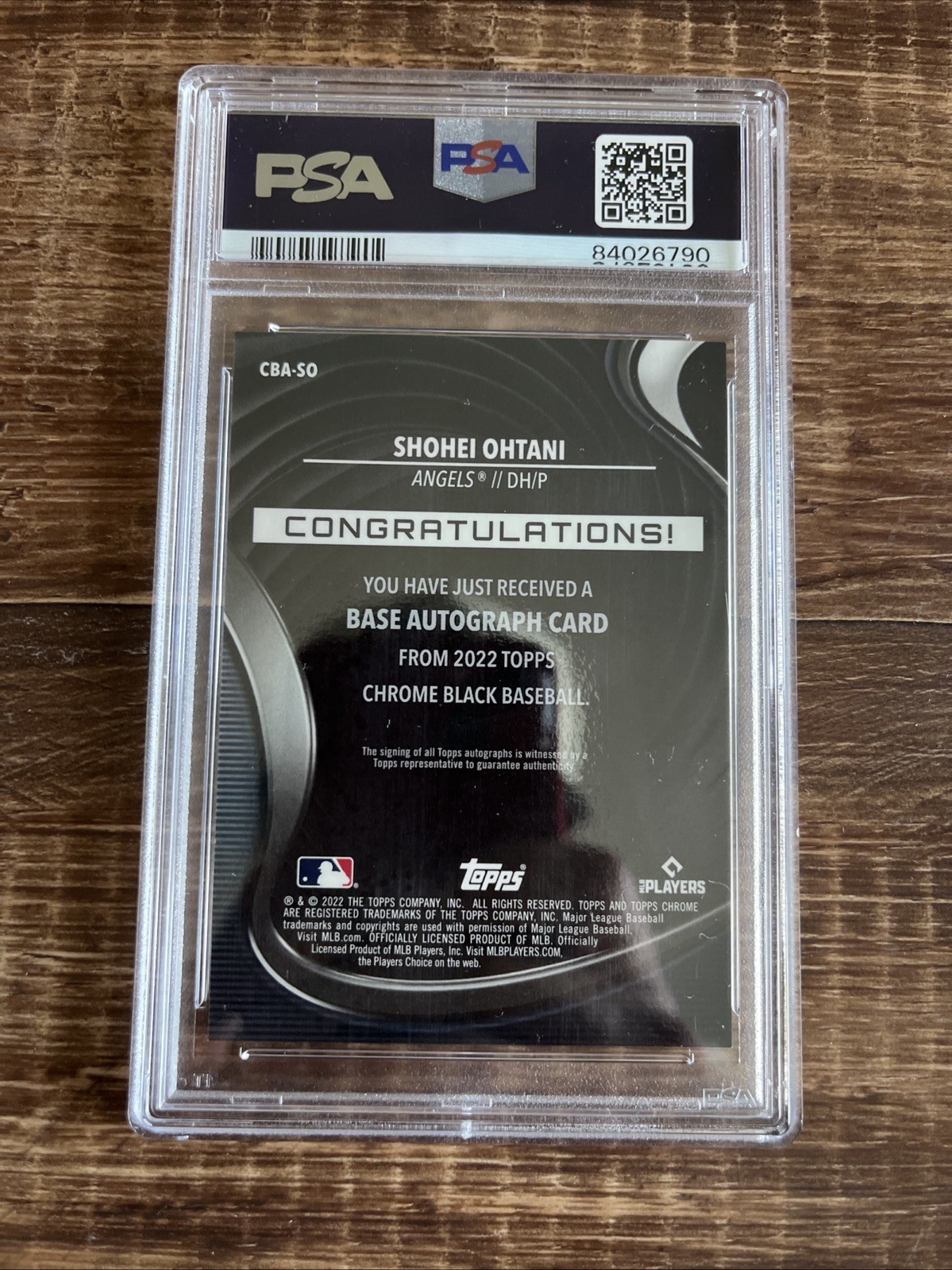 2022 Topps Chrome Black Shohei Ohtani Autograph PSA 10 Auto 10 POP 17 view 2