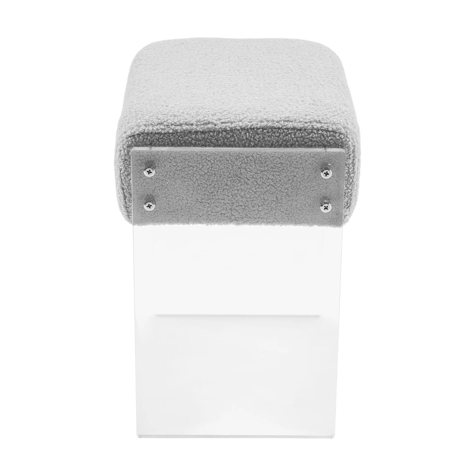 Modern Minimalist Acrylic Stool Chair, Makeup Stool Chair with Cushion Grey - Image 3 of 4