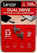 BRAND NEW Lexar DUAL DRIVE with USB-C USB-A. 3.2 GEN 1 128GB x 2 PACK