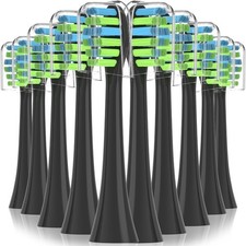 Cost-Effective 10 Pack of Replacement Toothbrush Heads with Covers, Black
