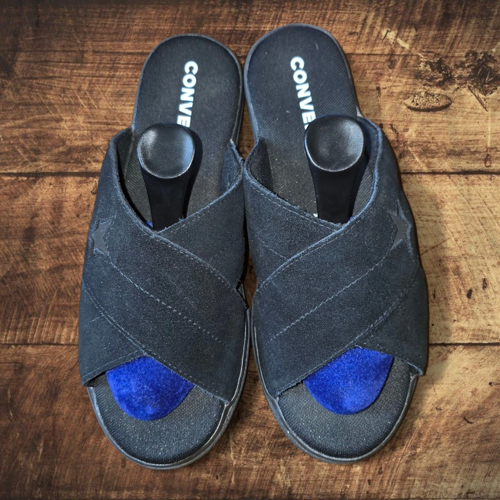 Sandali casual Converse One Star Triple neri slip on platform slider taglia UK4