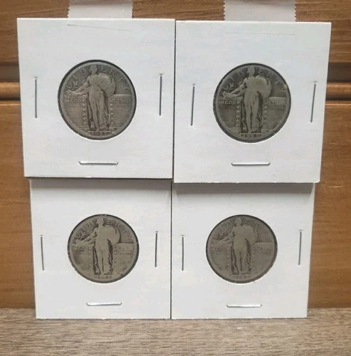 Lot of 4 Standing Liberty Quarters 90% Silver Circulated Ungraded  # 80