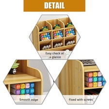 1-Wooden Desktop Multi-functional Desk Pen Holder Storage Box F7J4