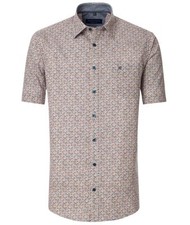 Casa Moda Mens Short Sleeve Shirt Comfort Fit Orange/Blue