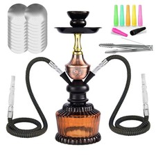 Hookah Set With Everything 15'' Shisha Hookah Complete Set - Glass Vase, Ledt...
