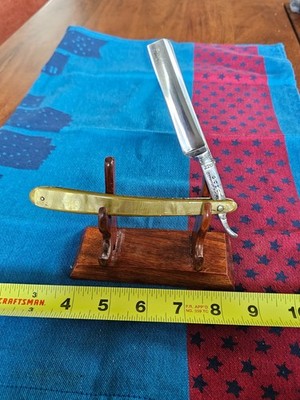 Vintage Allright 220 G.C.I.C Straight Razor Amber Scales Germany-New York