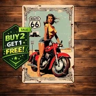 Route 66 Cycling Decorative Wall Art 8x12 Vintage Tin Metal Sign