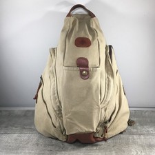 Vtg Mulholland Brothers Leather Bottom Backpack Weekender Safari Bag Made in USA