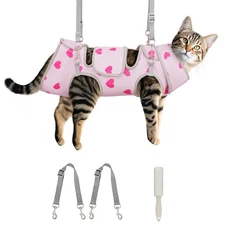 Cat Grooming Hammock, Self-Adherent Wrap for Cutting Nails, Anti-Escape Calmi...