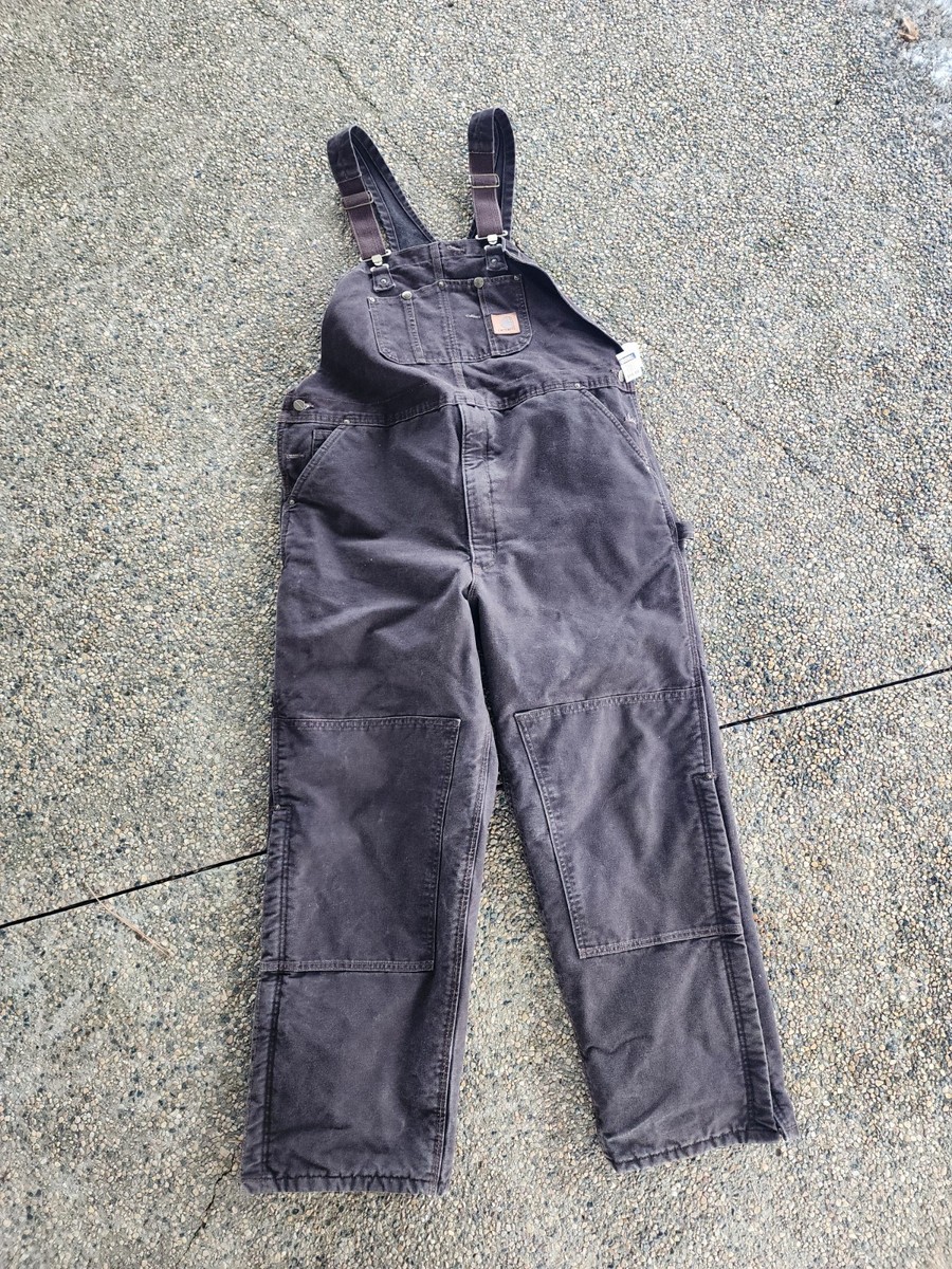 Carhartt R27 DKB Dark Brown Insulated Bib Overalls Men's 44x32 | eBay