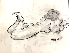 Figure Cubism Anime Pencil Ink Drawing 11x14 Original On Paper Signed