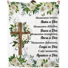 FuWeave Christian Gifts for Women 50" x 60" Spanish Christian Blanket for Wom...