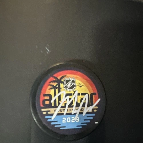 Jack Hughes Signed 2023 All-Star Game Logo Hockey Puck New Jersey devils