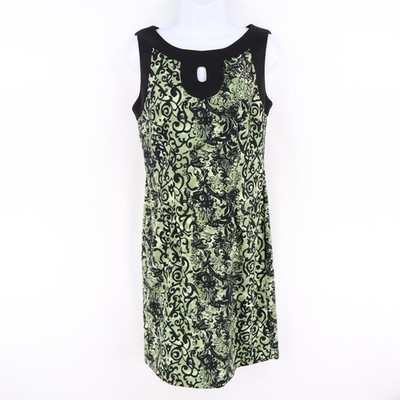Connected Apparel Pencil Dress Womens 6 Green Floral Polyester Blend Sleeveless