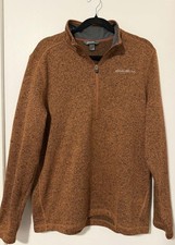 Eddie Bauer 1/4 Zip Pullover Mens Sz. XL Orange Long Sleeve Fleece