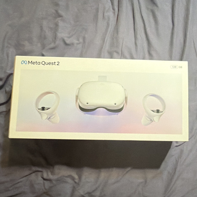 Meta Quest 2 128GB Standalone VR Headset, White, with 2 Controllers