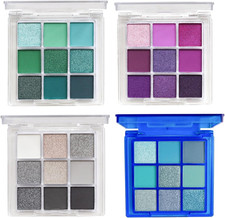 4 Pack/Set Eyeshadow Palette Set - Black, Blue, Green, Purple Themes, High Pigme