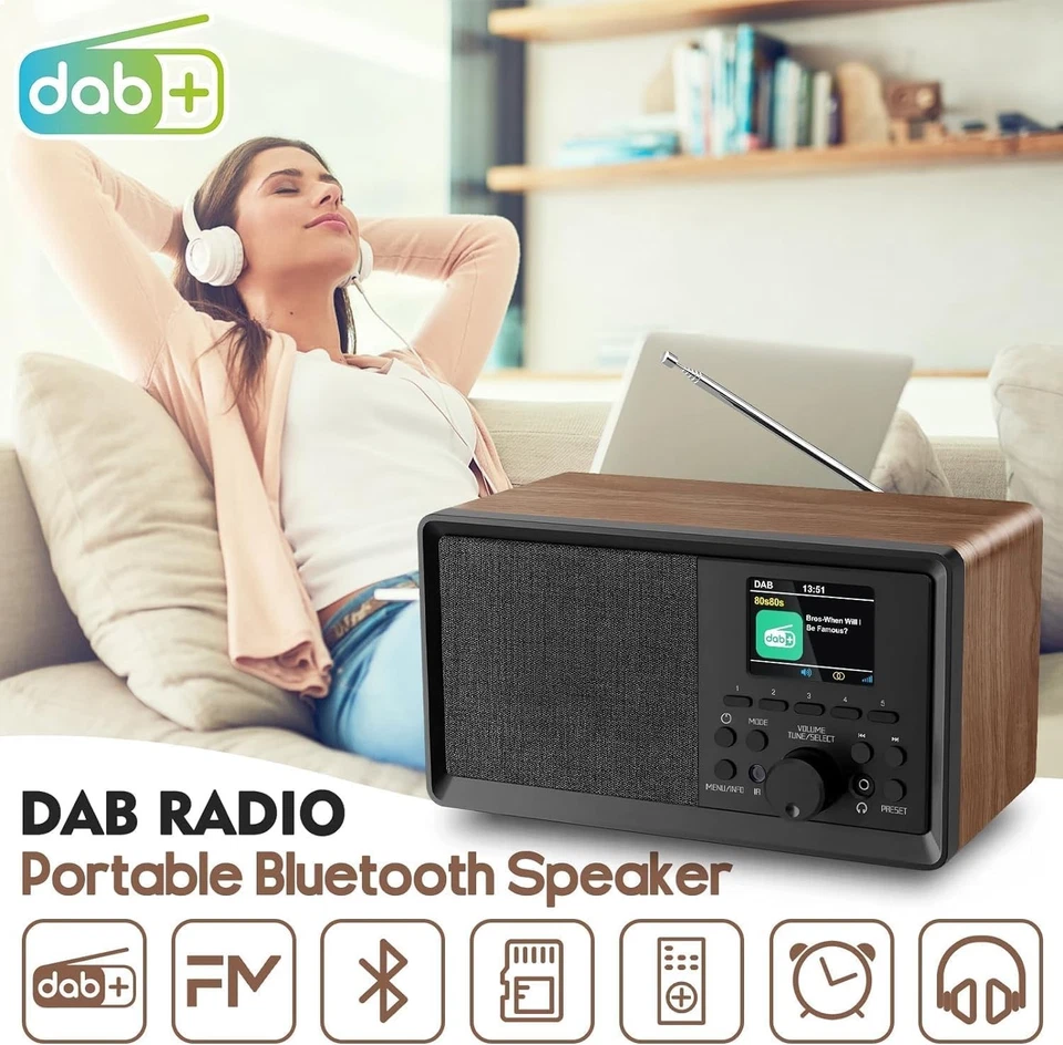 DAB DAB+ FM Digital Radio with Bluetooth and Dual Alarm Clock | Portable Vintage - Image 2 of 4