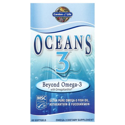 2 X Garden of Life, Oceans 3�, Beyond Omega-3 with OmegaXanthin�, 60 Softgels