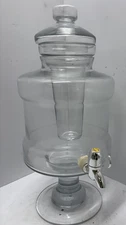 Clear Glass Drink Dispenser on Pedestal Stand w/ Lid & Spigot – Party Server
