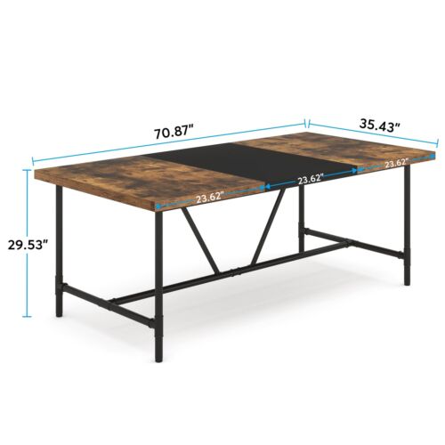 71" Rectangle Wood & Metal Conference Table Office Boardroom Meeting Room Table - Picture 7 of 7