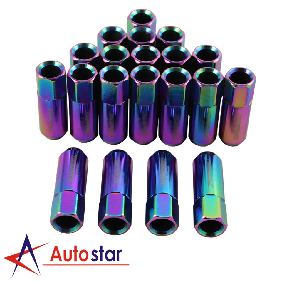 20pcs Neo Chrome M12X1.5 60MM JDMSPEED Extended Aluminum Tuner Racing Lug Nuts - Image 2 of 4