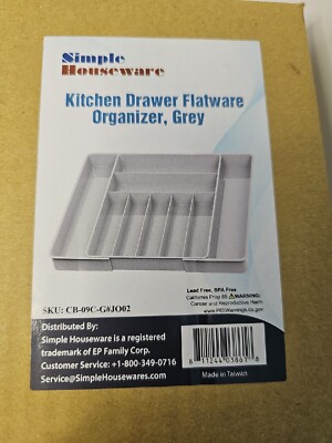 Simple Houseware Expandable Kitchen Drawer Flatware Organizer Grey 