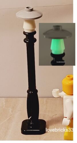 New LEGO Street Light LAMP POST Glow in the Dark Tall BULB Long BLACK Miniature - Picture 1 of 1