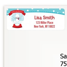 Snow Globe Birthday Party Personalized Return Address Stickers - 27 labels