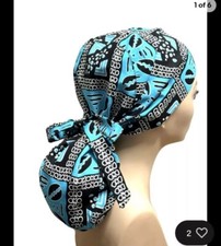 5 Satin-lined African Print Scrub Cap, Women Scrub Hat, Pony Tail Scrub Cap.