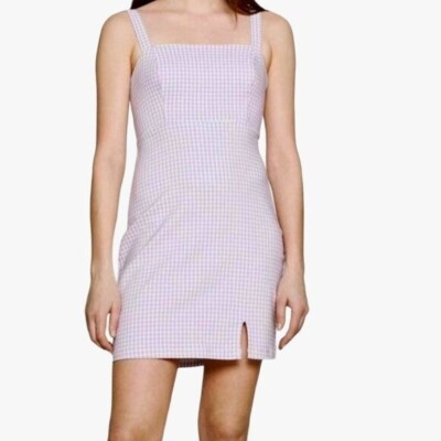 Hollister Purple Lavender Gingham Check Bare Structured Mini Dress Size XS  | eBay