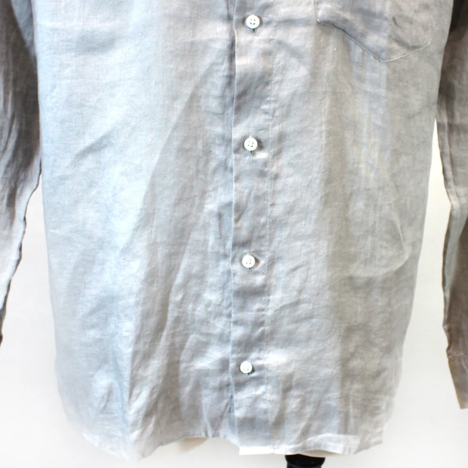 Classic Brown Mock Neck 100% Linen Long Sleeve Shirt XL - Image 4 of 4