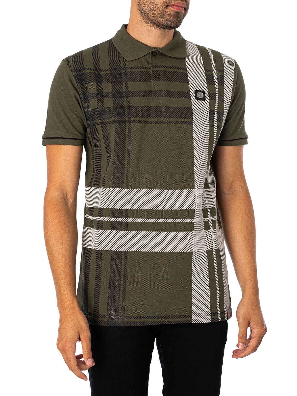 Мужская рубашка-поло Trojan в клетку оверсайз, зеленый