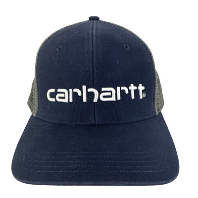 Carhartt Hat Spell Out Script Logo Mesh Snap Back Baseball Adjustable Work Cap