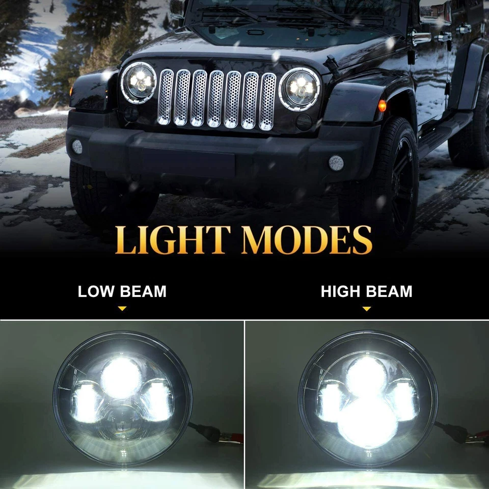 For Jeep Wrangler JK JKU 07-17 Combo 7" LED Headlights Fog Turn Tail Lights Kits - Image 2 of 4