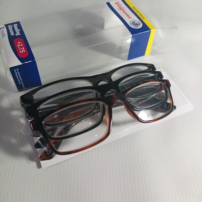 Walgreens 3 Pair Value Pack Reading Glasses Black Bronze Frames +2.75 NWT