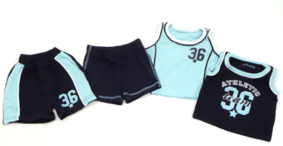 MATALAN 4tlg Sommer-Set 2x kurze Hose Shorts 2x Tanktops Jungen- Gr. 62 blau