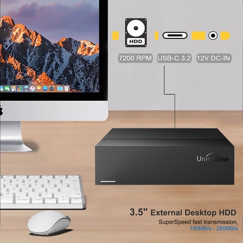 8/12/16/18TB UnionSine 3,5" USB-C 3.2 Externe Festplatte Notebook PC Desktop HDD - Afbeelding 14 van 24