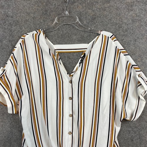 Blusa Top para mujer, talla 16, botones, manga frontal blanca a rayas | eBay