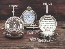 Engraved Brass Pocket Watch - Personalized Gift For Daddy - Father's Day Gift