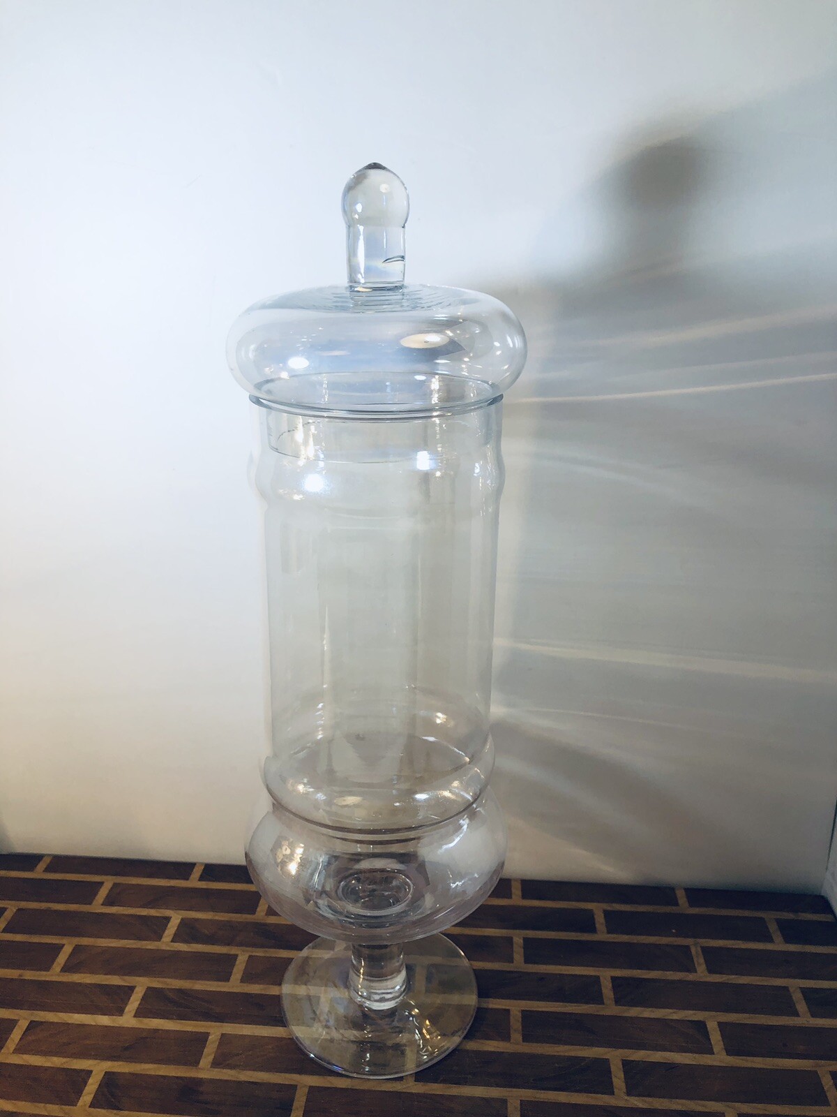Clear Glass Pedestal Apothecary Pharmacy Jar 15.5" Tall Shells Noodles eBay
