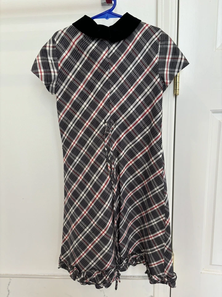 Vestido David Charles Niñas 10 Negro Mezcla Seda Cuadros Preppy Cremallera Completa Juvenil Foto 2 de 3