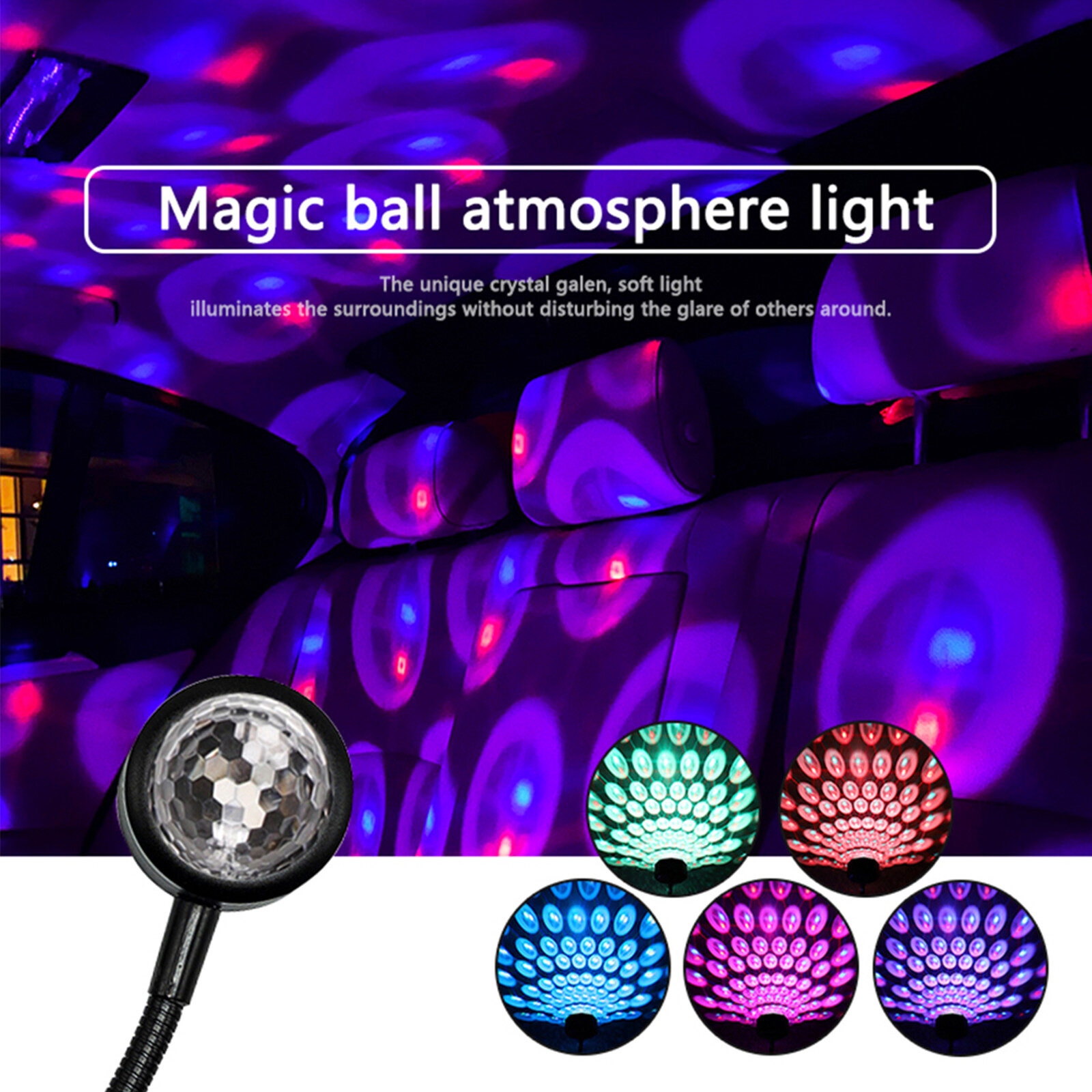USB_Car Interior Roof LED Light Room Atmosphere Starry Sky Lamp Star Projector