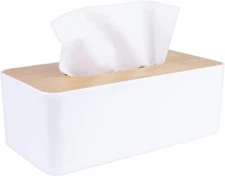 Tissue Box Holder for Bathrooms,Bamboo Cover Plate,Home and Office
