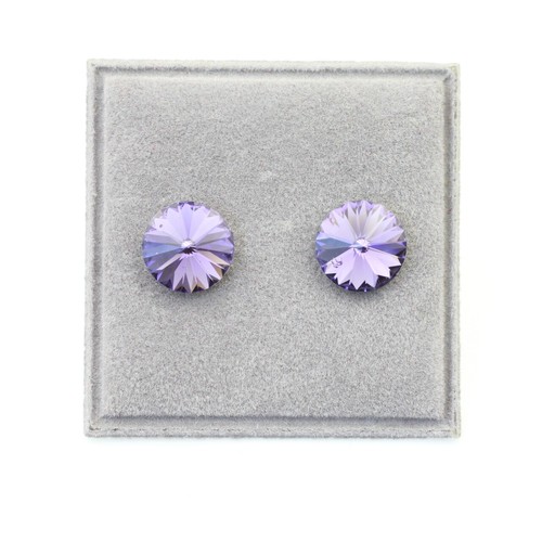 8 mm Rivoli Ohrringe mit Swarovski Kristallen Tanzanite Ohrstecker Lila - Bild 3 von 8