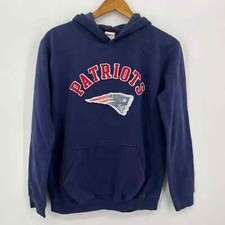New England Patriots Hoodie Youth Boys Size L Blue NFL Football Pullover Logo