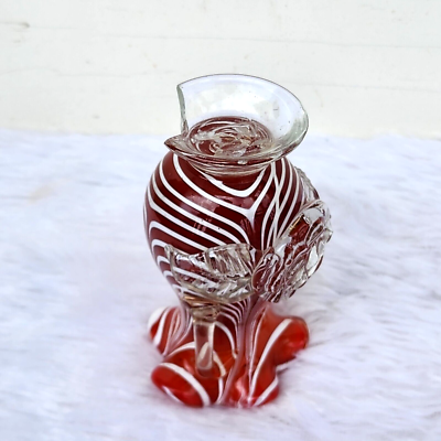 工芸品  Pampula vase 290mm Vintage Swirl Design Floral Red White Glass Pontil Mark