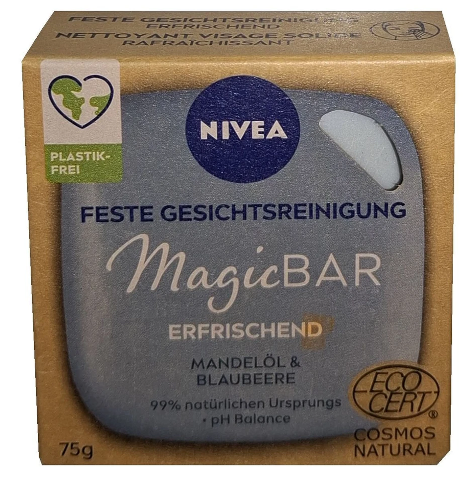 Nivea MagicBar Feste Gesichtsreinigung Erfrischend Mandelöl & Blaubeere 75g