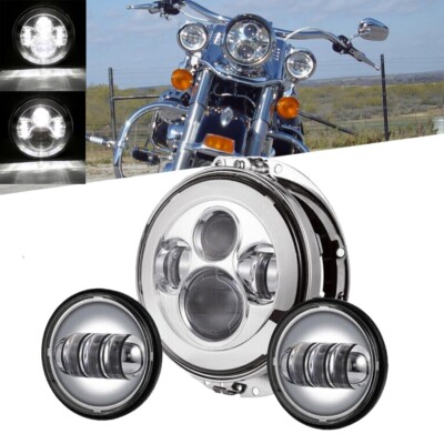Fit For Kawasaki VN Vulcan Classic Nomad Drifter 1500 7''LED Headlight Fog Lights